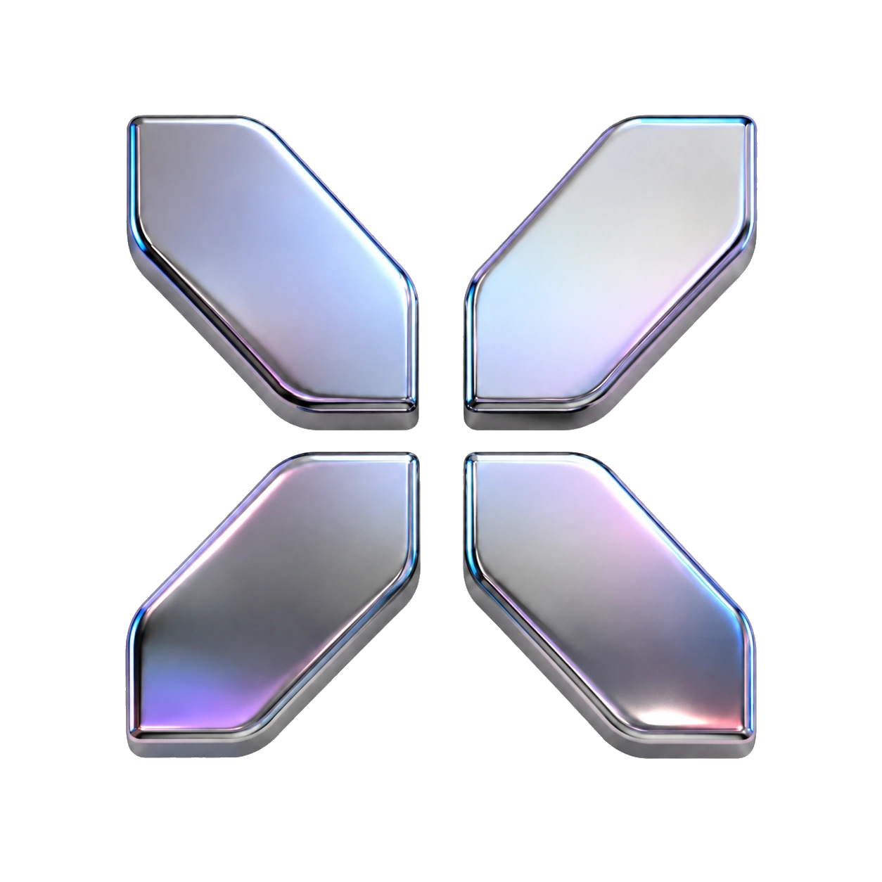 Chrome and violet Pixel Shield emblem